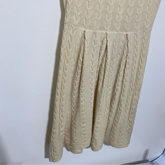 BCBGMaxAzria Ivory Wool Sweater Dress Size Large NWT Embroidered Short Sleeve - Picture 8 of 11